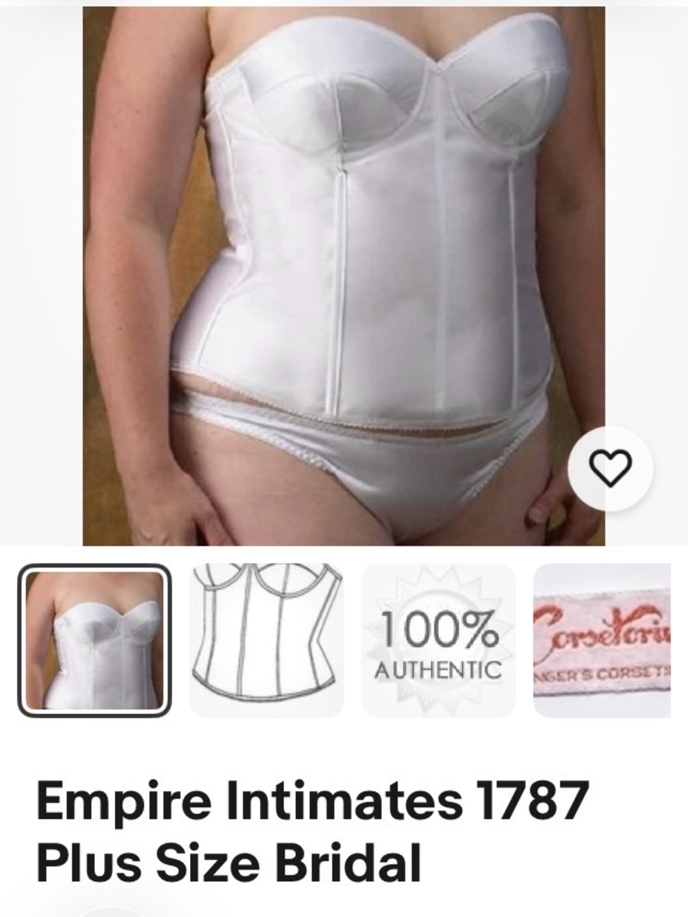 1787 Plus Size Bridal Corset - White 42,44,46,48 B,C,D